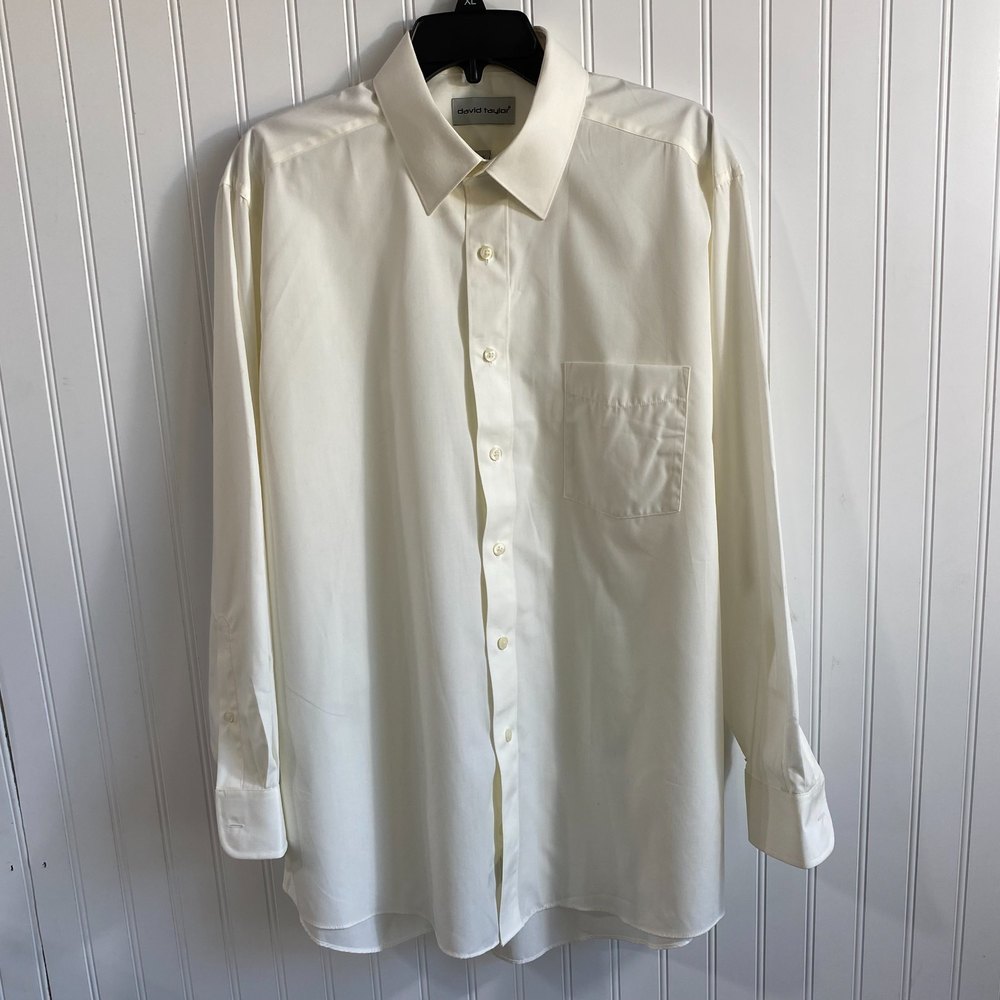David Taylor Men's 16.5 Button‎ Up Long Sleeve Shirt Single Needle Tailoring